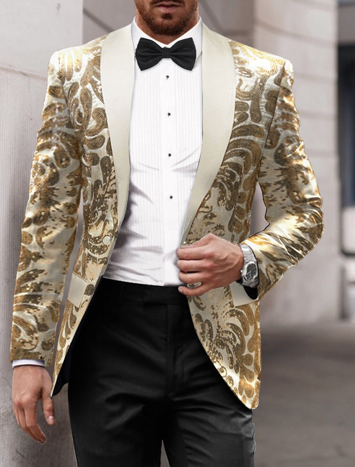 Veste de Soirée à Paillettes à Un Bouton et à Coupe Ajustée pour Homme
