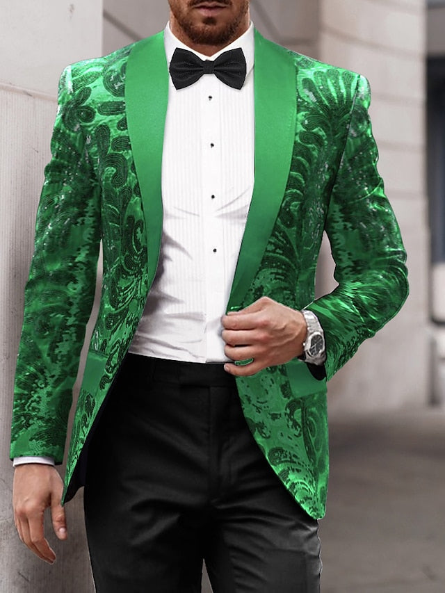 Veste de Soirée à Paillettes à Un Bouton et à Coupe Ajustée pour Homme