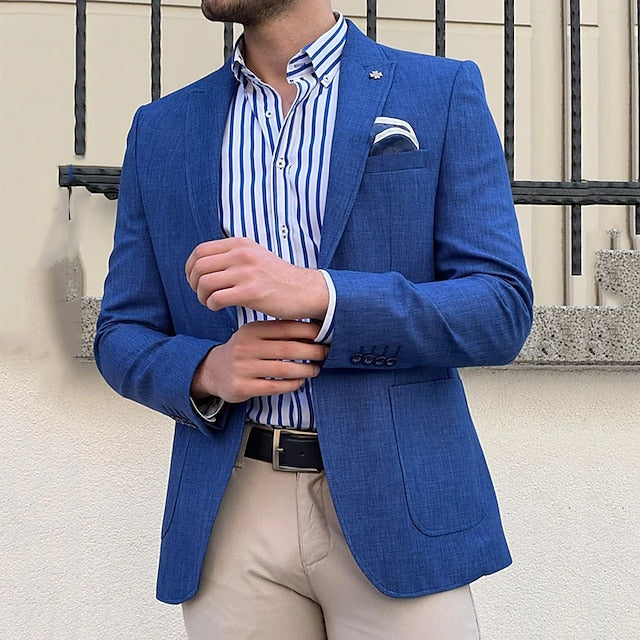 Veste Blazer Décontractée à Un Bouton et à Coupe Ajustée pour Homme