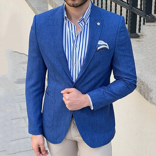 Veste Blazer Décontractée à Un Bouton et à Coupe Ajustée pour Homme