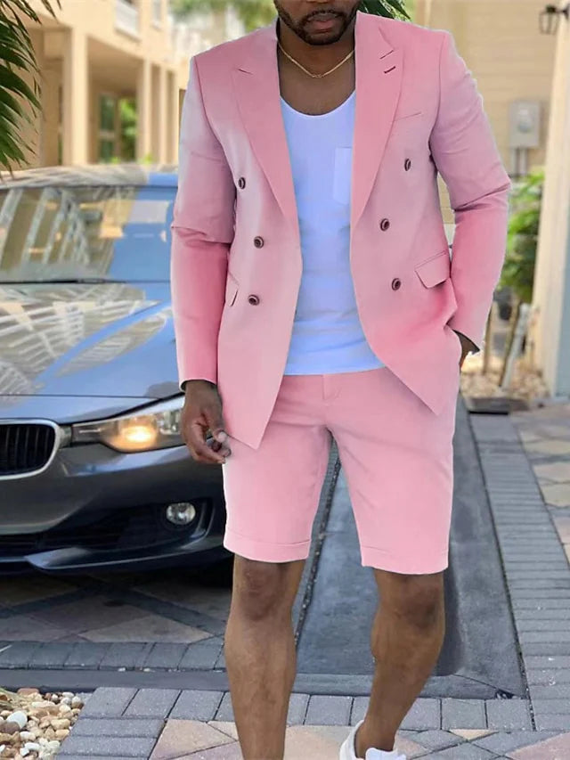 Costumes de Mariage 2 Pièces à Coupe Ajustée pour Hommes, Croisés, à Six Boutons