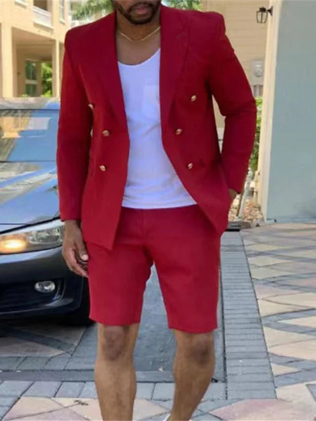 Costumes de Mariage 2 Pièces à Coupe Ajustée pour Hommes, Croisés, à Six Boutons