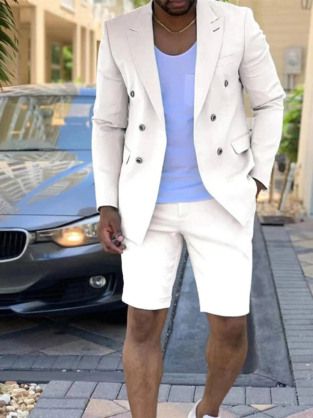 Costumes de Mariage 2 Pièces à Coupe Ajustée pour Hommes, Croisés, à Six Boutons