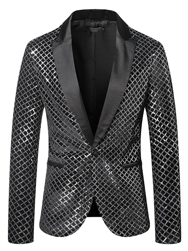 Veste Disco à Un Bouton et Coupe Ajustée pour Homme