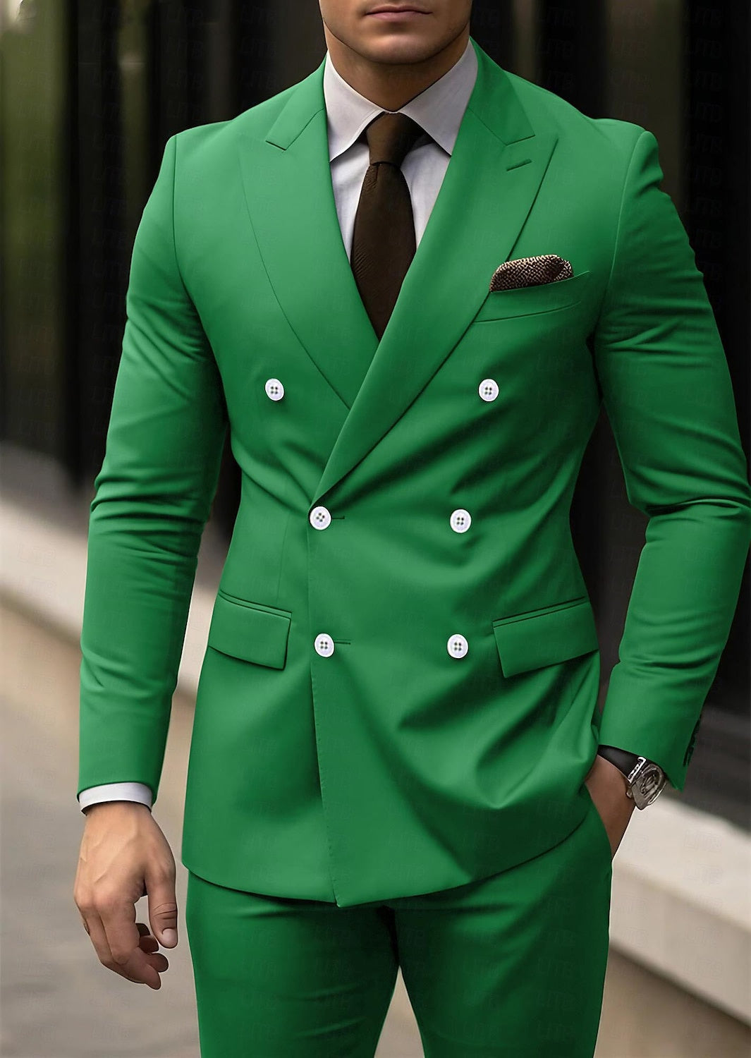 Costume de Mariage 2 Pièces Gris Clair à Coupe Ajustée pour Homme, Croisé, à Six Boutons