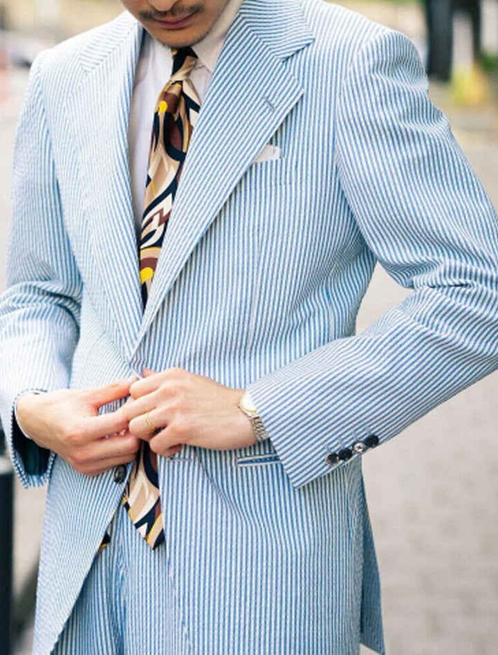 Costumes de Mariage de Plage Printemps Été 2 Pièces pour Hommes Coupe Ajustée Simple Boutonnage Deux Boutons