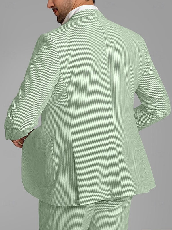 Short de Mariage Ajusté pour Homme, Simple Boutonnage, Deux Boutons, Rayé, 2 Pièces