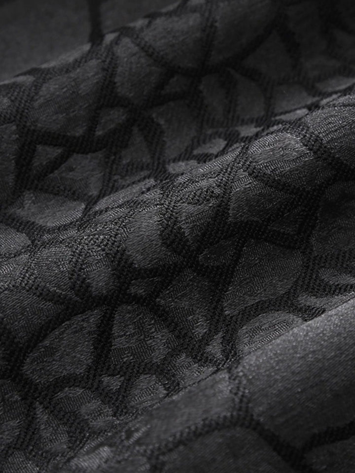 Costume de Mariage Vintage à Imprimé Floral Simple Noir pour Homme, Coupe Ajustée