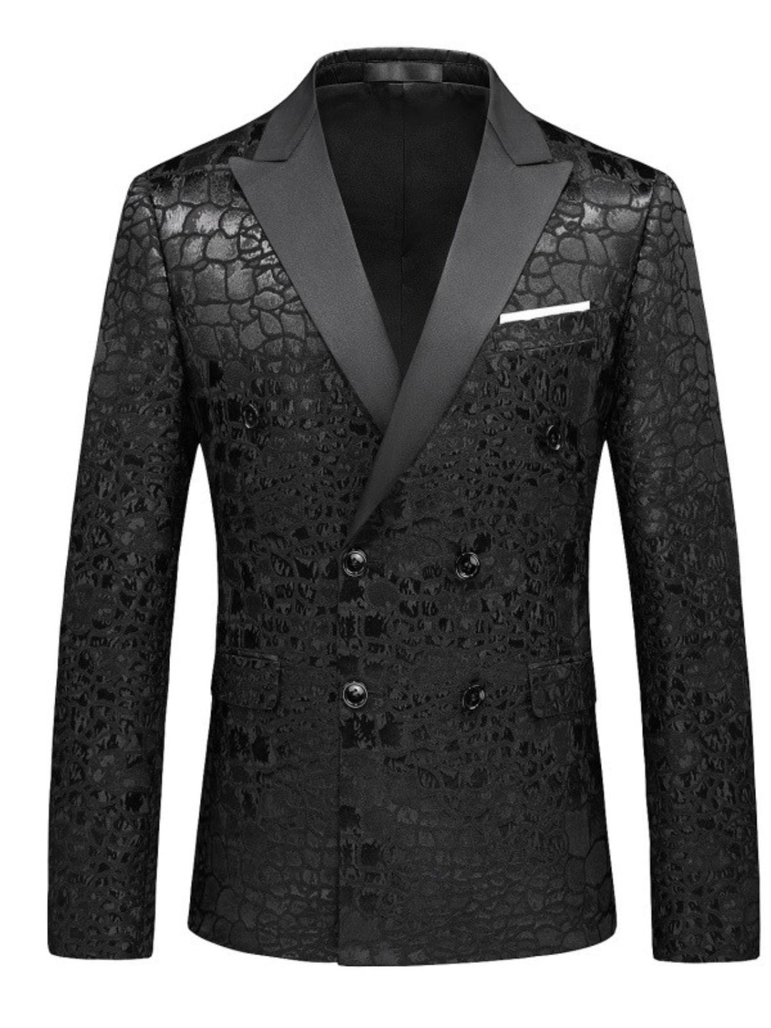 Costume de Mariage Vintage à Imprimé Floral Simple Noir pour Homme, Coupe Ajustée
