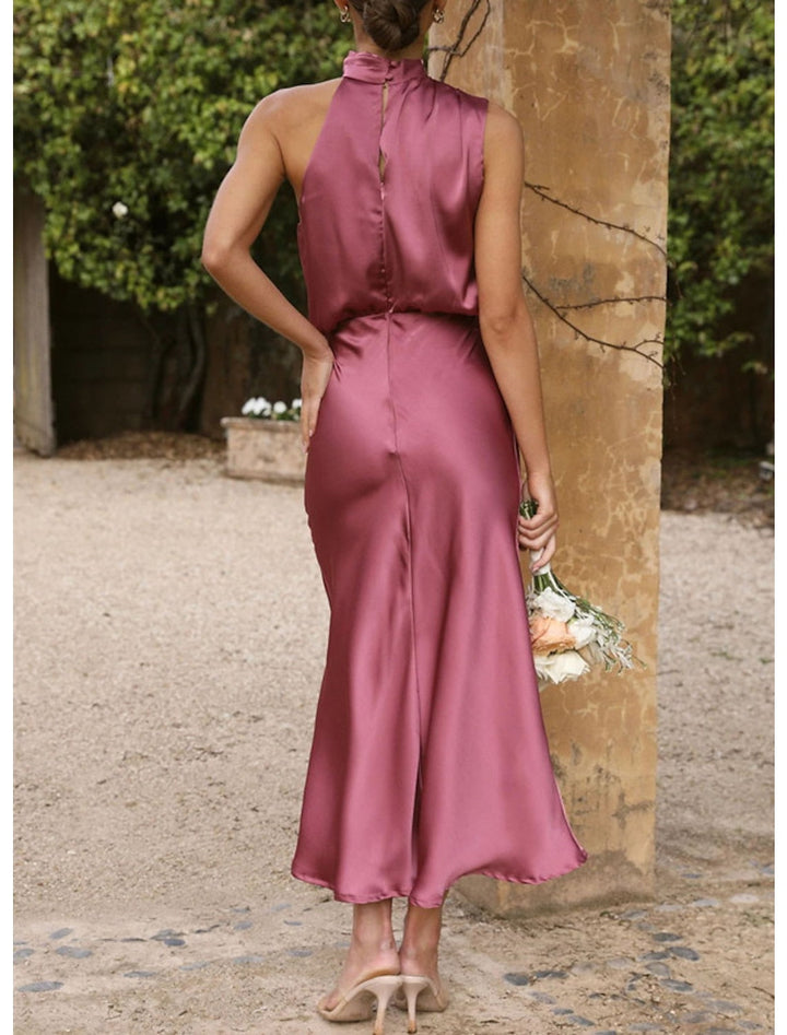 Robe de Soirée Simple à Col Haut, Style Trompette/Sirène