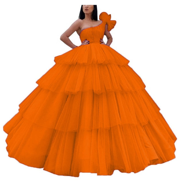 Robe de Bal Longue à Une Épaule et Longueur Au Sol