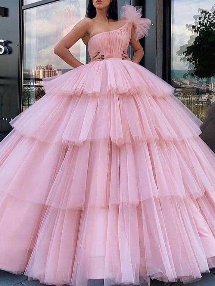 Robe de Bal Longue à Une Épaule et Longueur Au Sol