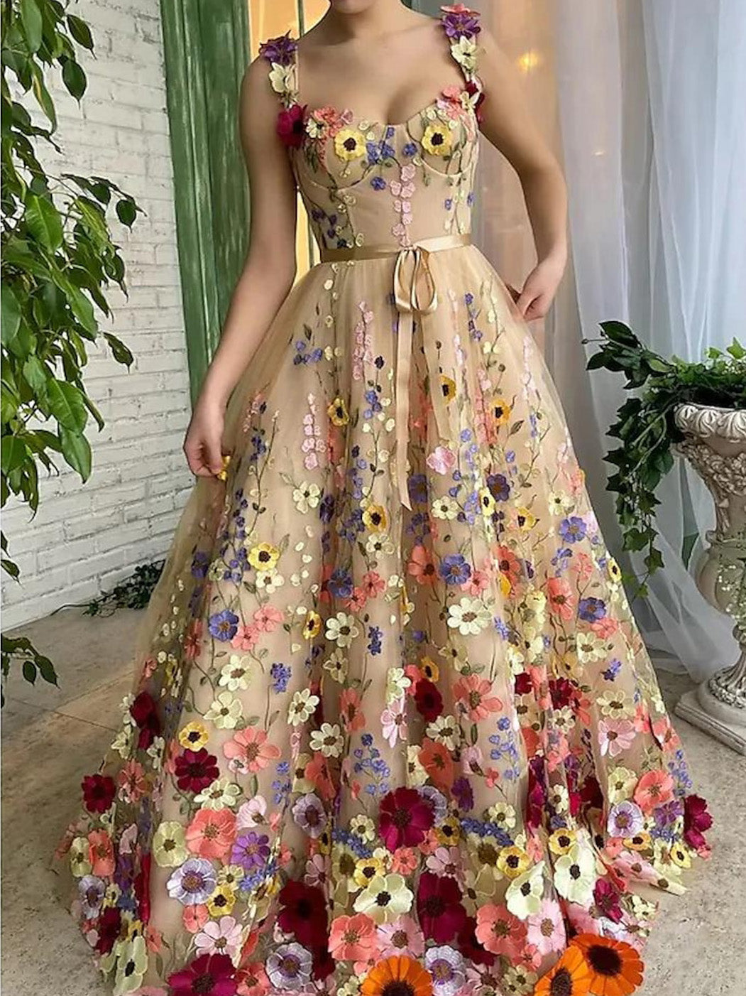 Robe de Bal Longue en Forme de A/Princesse avec Broderies