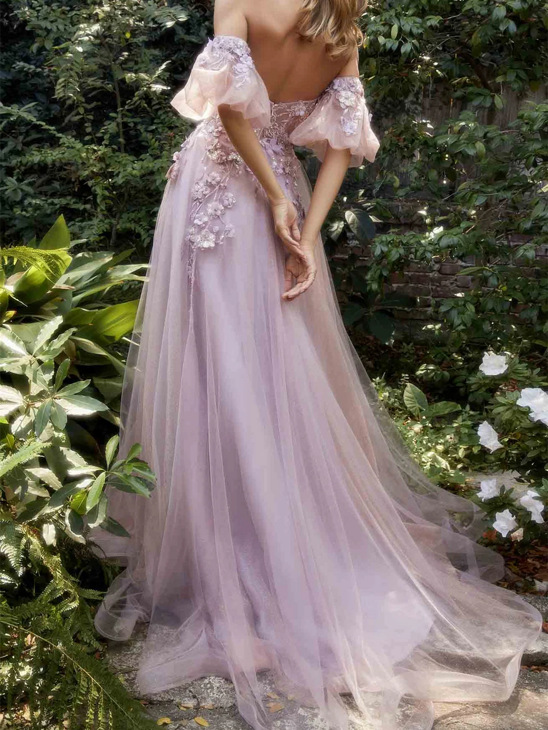 Robe de Bal Longue Trapèze/Princesse à Manches Courtes et Décolleté en Cœur avec Fleurs