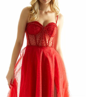 Robe de Bal Longue Sans Manches à Bretelles Spaghetti et Décolleté en Cœur, Coupe A-Line/Princess