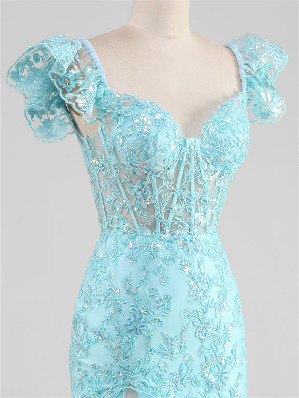 Robe de Soirée Sirène/Trompette à Épaules Dénudées et Longueur Au Sol avec Fente Sur le Côté