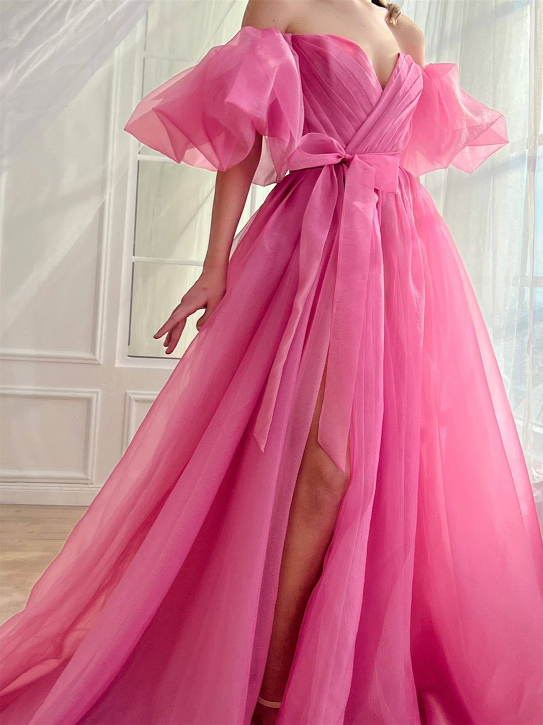 Robe de Soirée Trapèze/Princesse à Épaules Dénudées et Longueur Au Sol