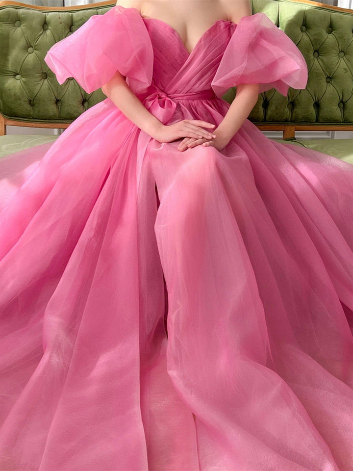 Robe de Soirée Trapèze/Princesse à Épaules Dénudées et Longueur Au Sol