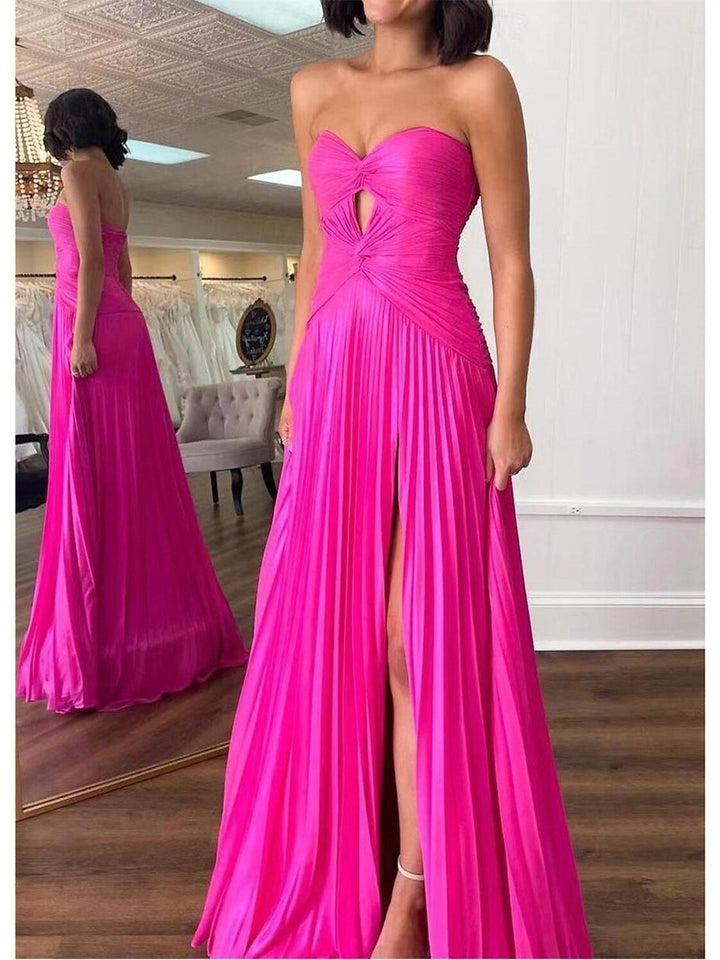 Robe de Bal Trapèze/Princesse Sans Manches, Sans Bretelles, avec Plis et Fronces