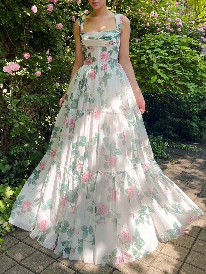 Robe de Bal Trapèze/Princesse Sans Manches à Épaules Dénudées et Longueur Au Sol avec Appliques