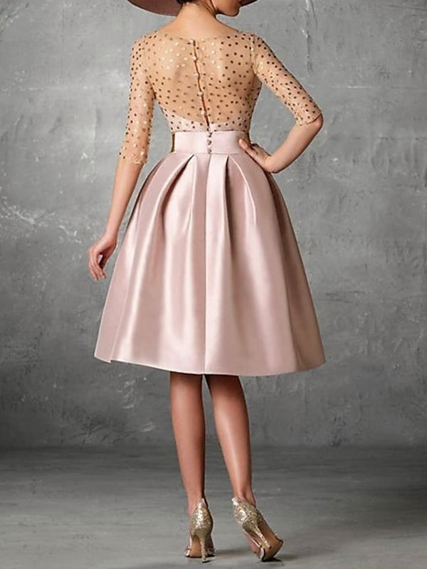 Robe de Cocktail A-Line/Princess à Manches Mi-Longues et Poches