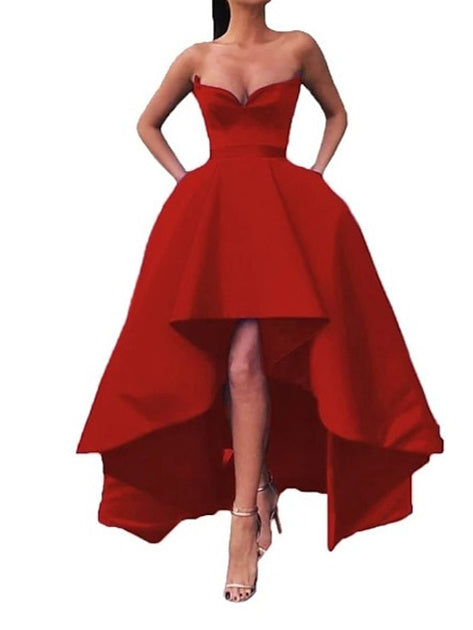 Robe de Cocktail Asymétrique Sans Manches, Coupe A-Line/Princess, Sans Bretelles