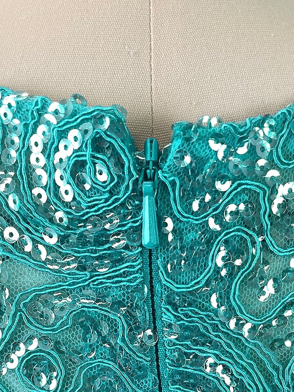 Robe de Soirée Trapèze/Princesse à Col en V Sans Manches et Longueur Au Sol