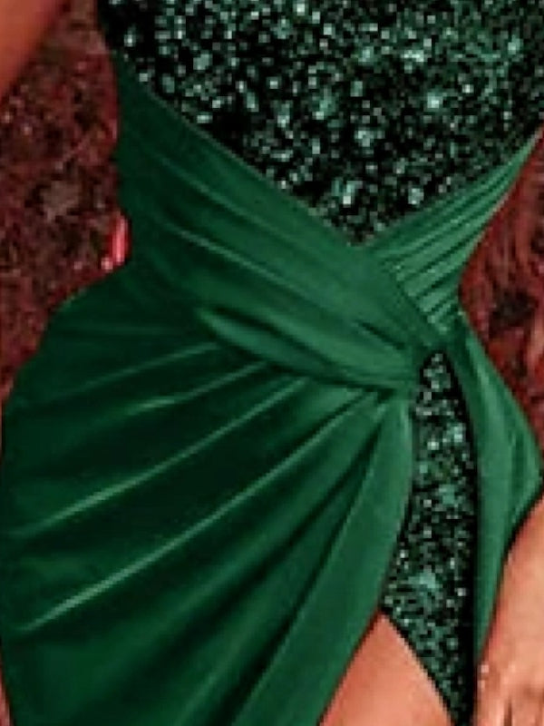 Robe de Soirée Fourreau/Colonne Sans Manches, Sans Bretelles, Traîne Courte, avec Fronces