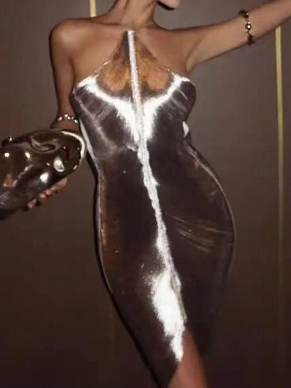 Robe Vintage Asymétrique Sans Manches à Col Licou et Coupe Princesse