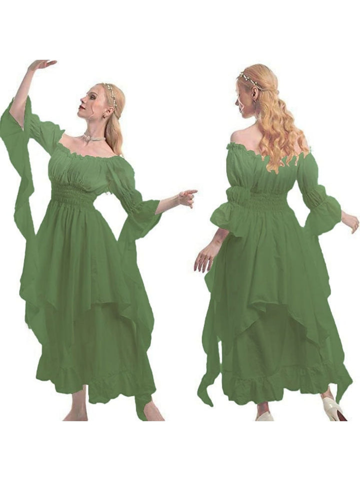 Robe Vintage Trapèze/Princesse à Manches Longues et Longueur Cheville