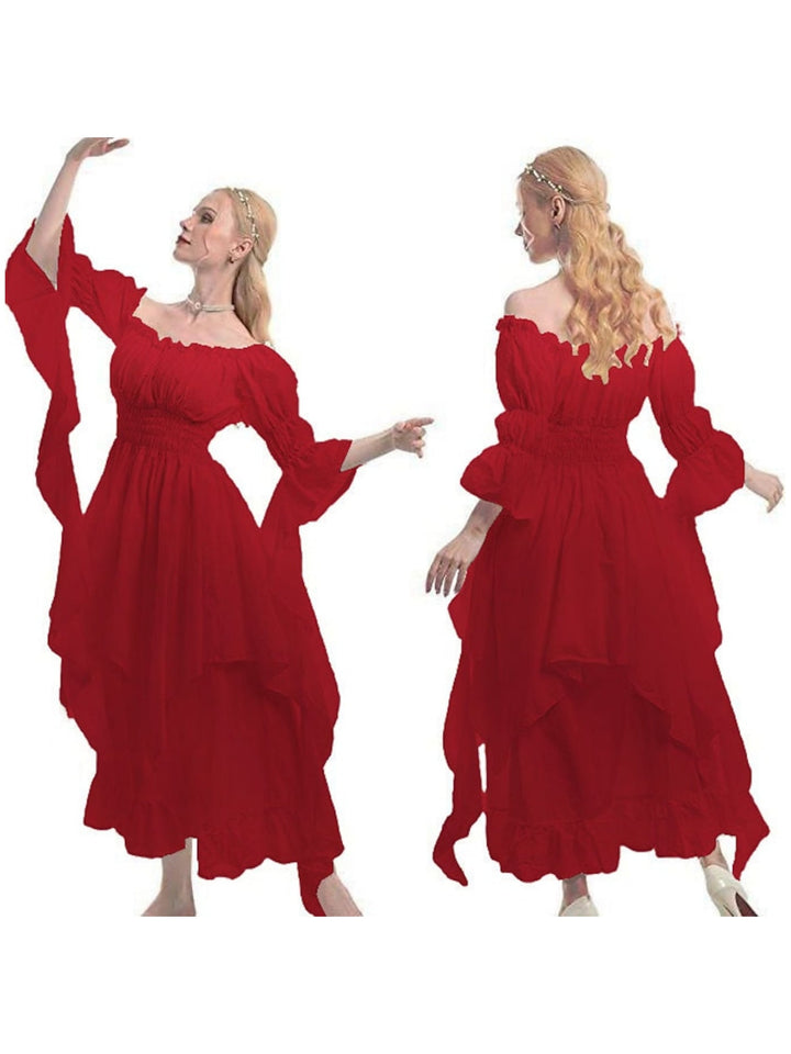 Robe Vintage Trapèze/Princesse à Manches Longues et Longueur Cheville