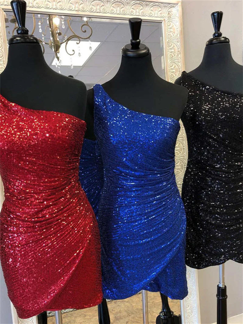 Robe Fourreau/Colonne Asymétrique Sans Manches Courte/Mini Robe de Soirée Dansante Cocktail de Retour à la Maison avec Plis