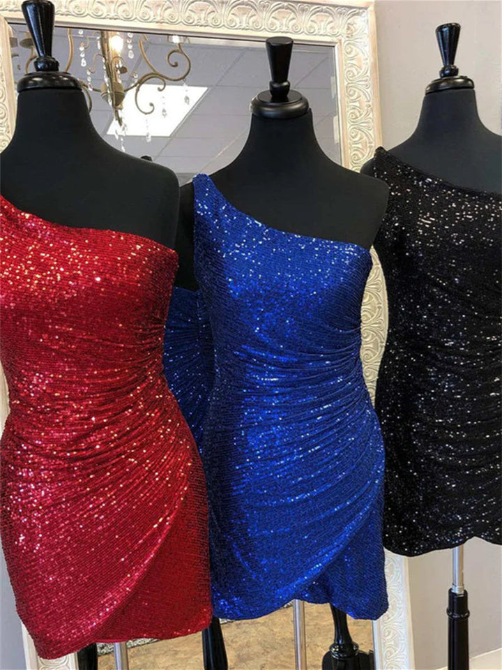 Robe Fourreau/Colonne Asymétrique Sans Manches Courte/Mini Robe de Soirée Dansante Cocktail de Retour à la Maison avec Plis