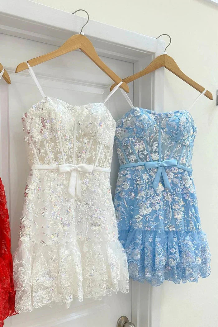 Robe de Soirée Courte/Mini Coupe Trapèze/Princesse Droite Sans Manches avec Volants à Plusieurs Niveaux