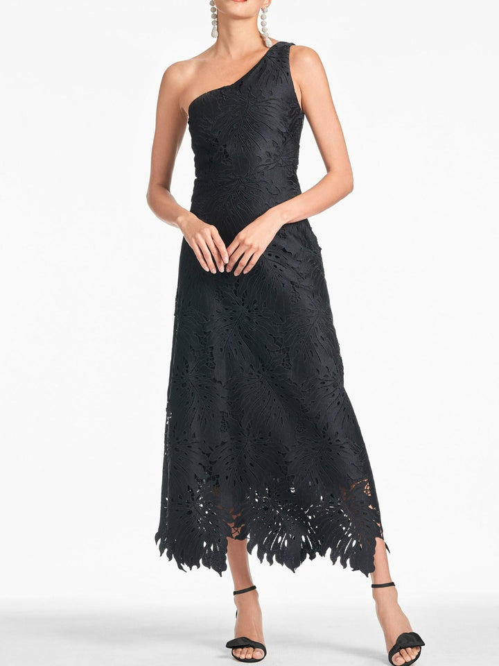 Robe de Bal Asymétrique Noire à Une Épaule, Coupe A-Line/Princess, Sans Manches, avec Appliques en Dentelle