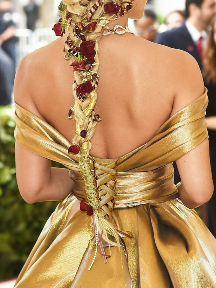 Robe de Soirée Trapèze/Princesse Sans Manches à Épaules Dénudées et Longueur Au Sol avec Fente Haute