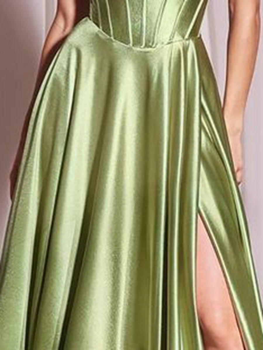 Ligne A/Princesse Sans Bretelles Chérie Sans Manches Robes de Bal avec Ébouriffer & Split Front