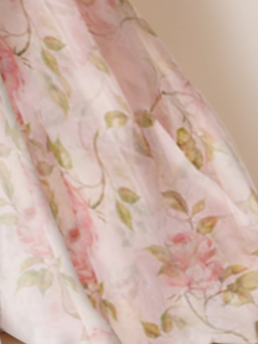 Ligne A/Princesse Hors de l'Épaule La Longueur du Sol Printed Floral Robes de Bal avec Slit