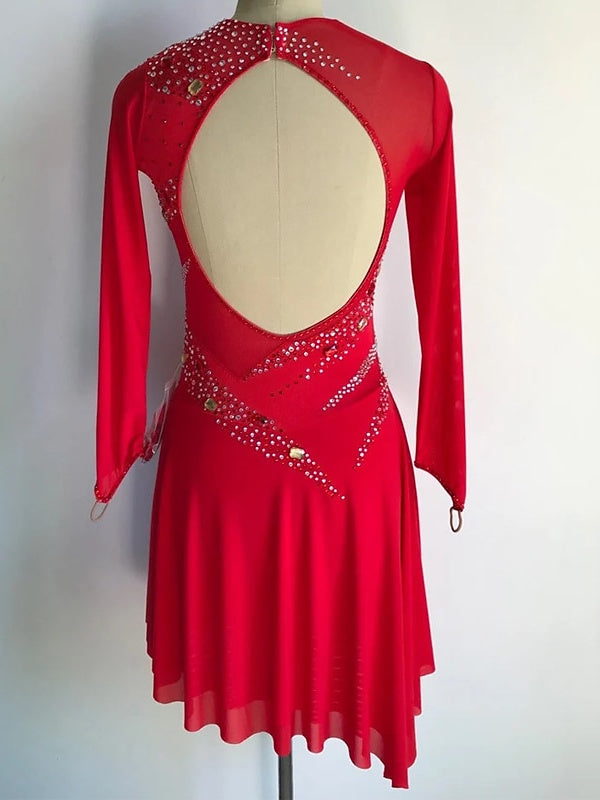 Robe de Patinage Artistique Robe de Patinage à Manches Longues pour Femmes et Filles