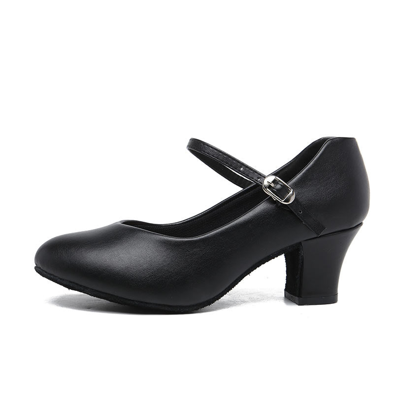 Chaussures de Danse pour Femmes Chaussures de Danse à Talon Bas et Bout Fermé en Similicuir