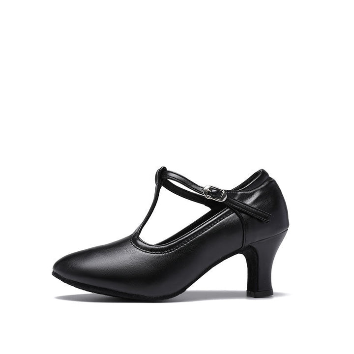 Chaussures de Danse pour Femmes, Chaussures de Danse Latine à Bout Fermé et à Talon Bas avec Bride en T
