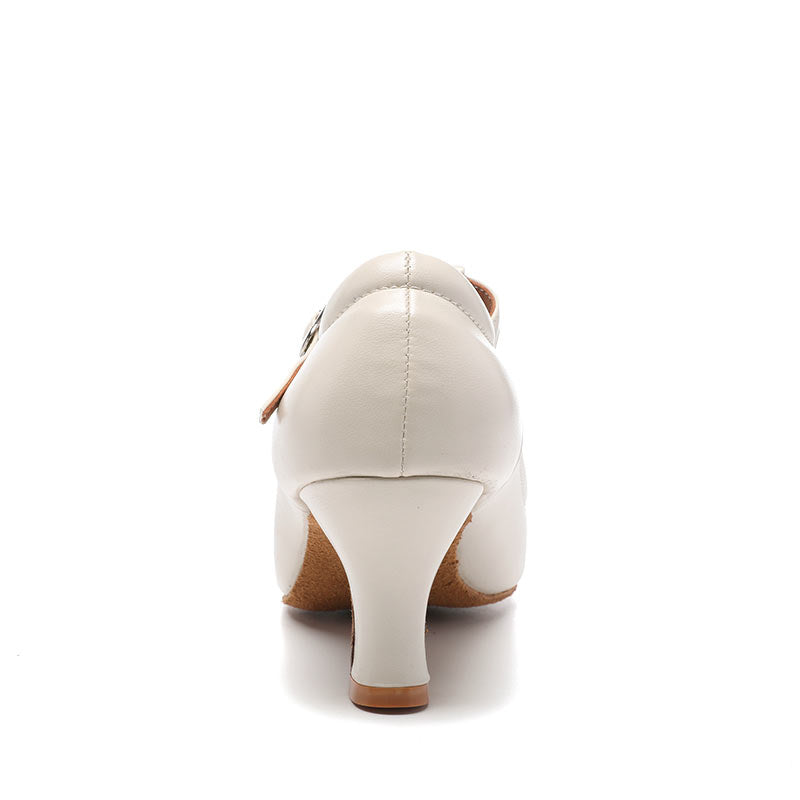Chaussures de Danse pour Femmes, Chaussures de Danse Latine à Bout Fermé et à Talon Bas avec Bride en T