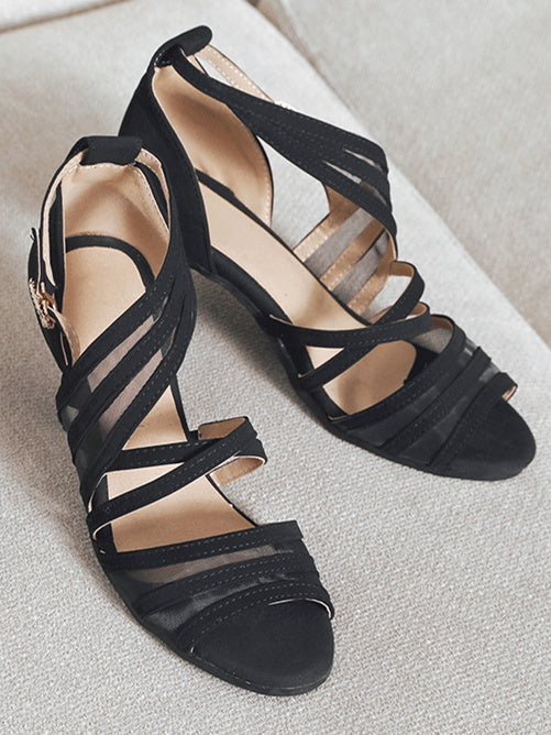 Chaussures de Danse pour Femmes, Bride à la Cheville, Talon, Bout Ouvert, Chaussures de Danse Latine Sociale