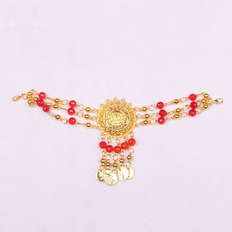 Danse Du Ventre Accessoires de Danse Couvre-Chef Pièce de Cuivre Épissage de Couleur Pure Performance D'Entraînement pour Femmes