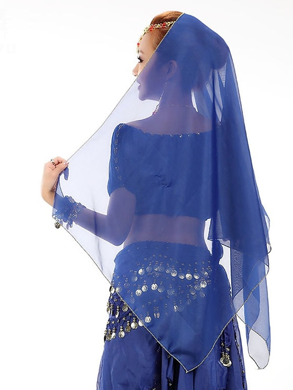 Danse Du Ventre Accessoires de Danse Couvre-Chef Pièce de Cuivre Épissage de Couleur Pure Performance D'Entraînement pour Femmes