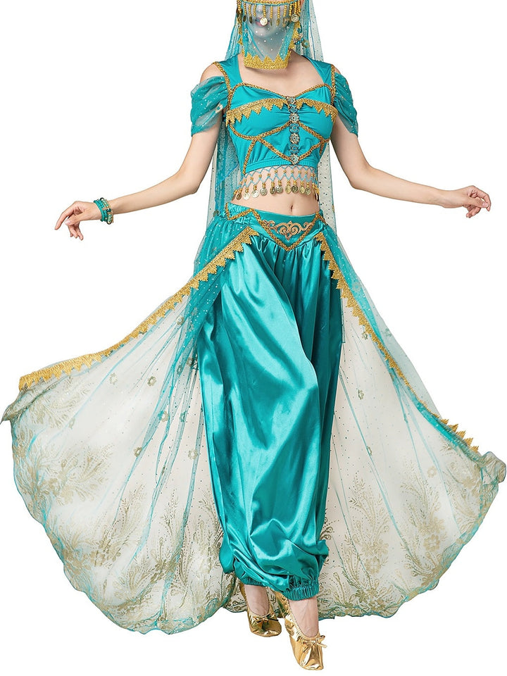 Haut de Danse Du Ventre à Manches Courtes en Cuivre pour Femme