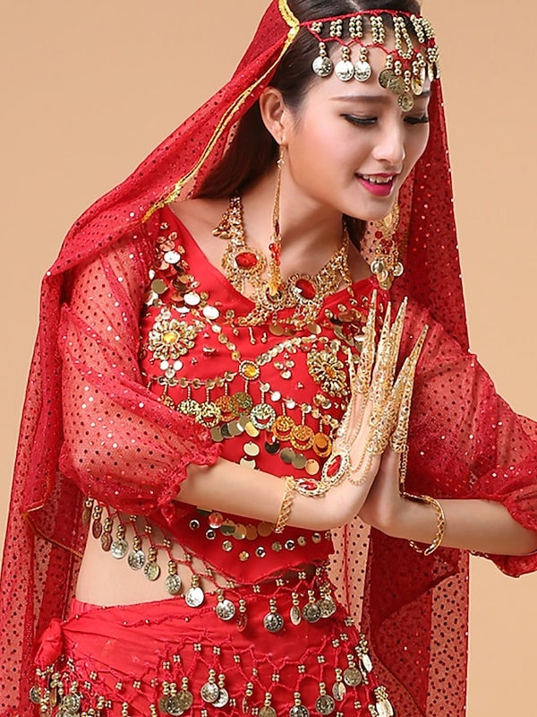 Voile de Danse Du Ventre pour Femme en Tulle avec Cristaux/Strass