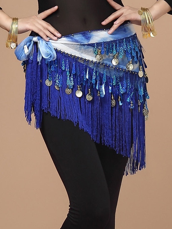 Foulards de Hanche de Danse Du Ventre pour Femmes, Décorations de Noël en Mousseline de Soie avec Pièces D'Or