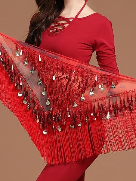 Foulards de Hanche de Danse Du Ventre pour Femmes, Décorations de Noël en Mousseline de Soie avec Pièces D'Or