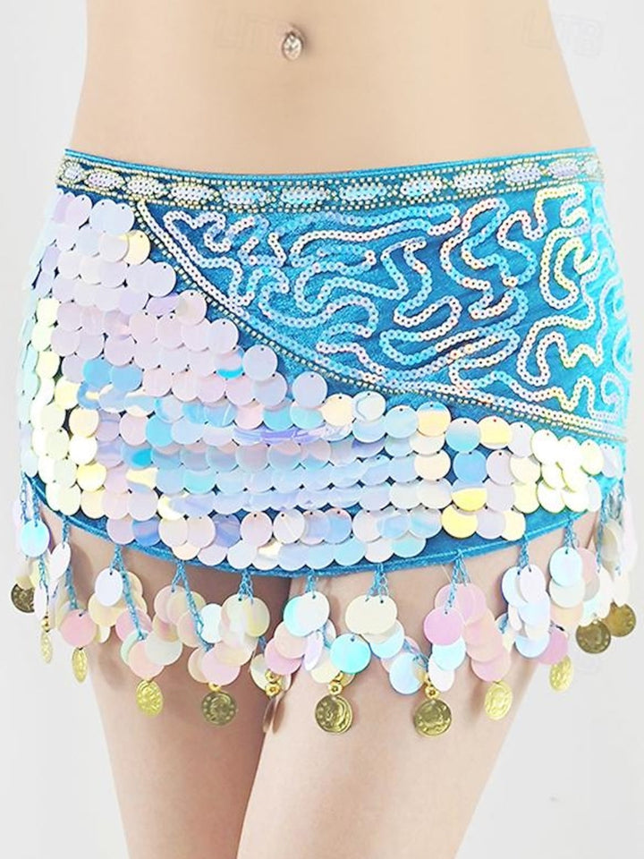 Ceinture de Danse Du Ventre à Paillettes pour Femme, Tenue D'Entraînement Sans Manches, en Polyester de Haute Qualité